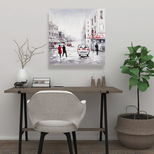 Peaceful Street Scene White Canvas | Home Decor Wall Art