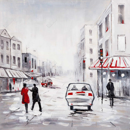 White Contemporary Bedroom Canvas | Peaceful Street Scene Decor