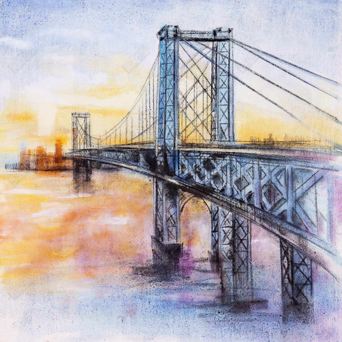 Abstract Brooklyn Bridge Canvas | Bedroom Wall Art Decor