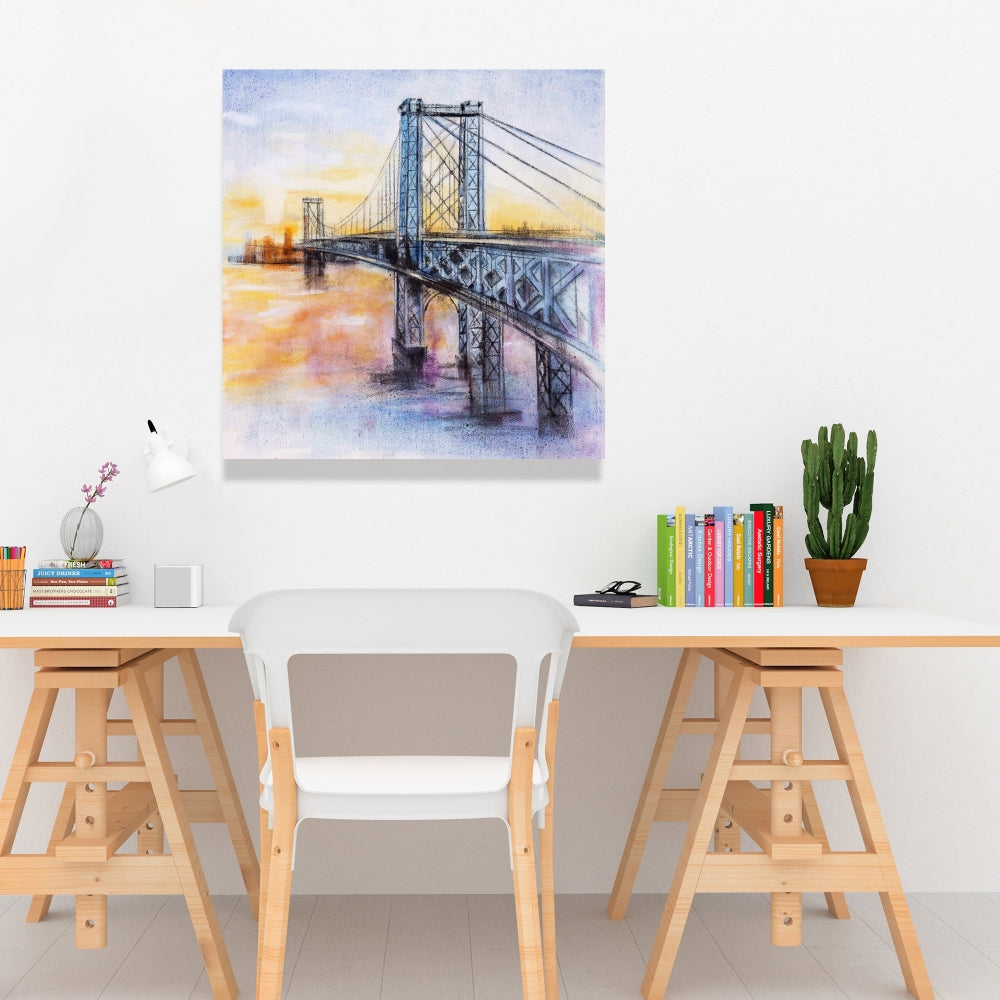 Abstract Brooklyn Bridge Canvas | Bedroom Wall Art Decor