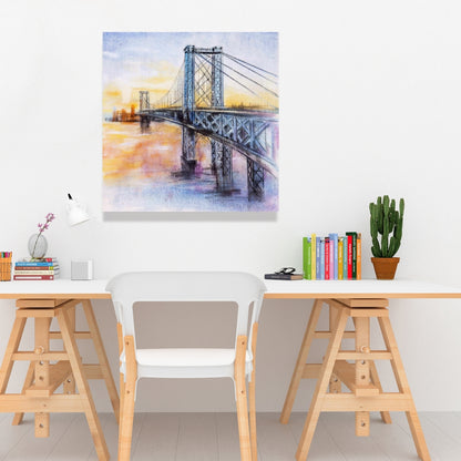 Abstract Brooklyn Bridge Canvas | Bedroom Wall Art Decor
