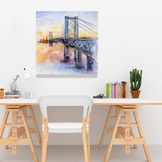 Abstract Brooklyn Bridge Canvas | Bedroom Wall Art Decor