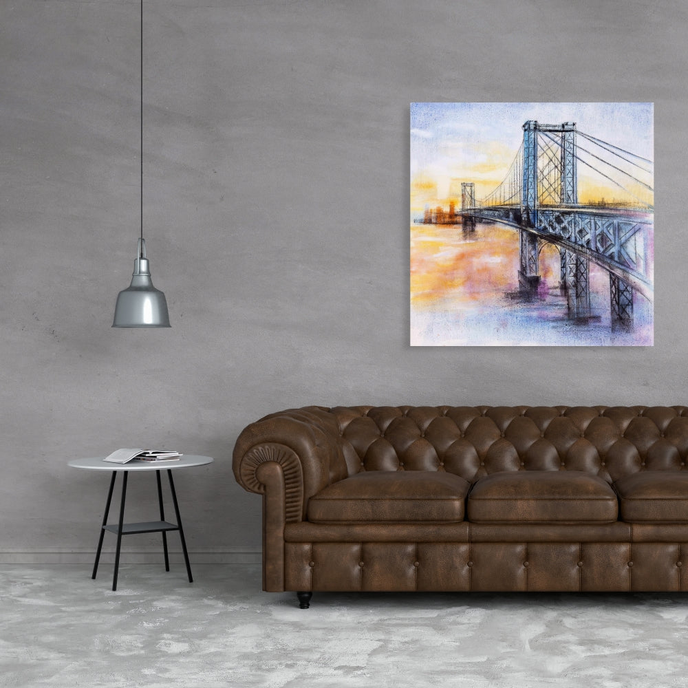 Abstract Brooklyn Bridge Canvas | Bedroom Wall Art Decor