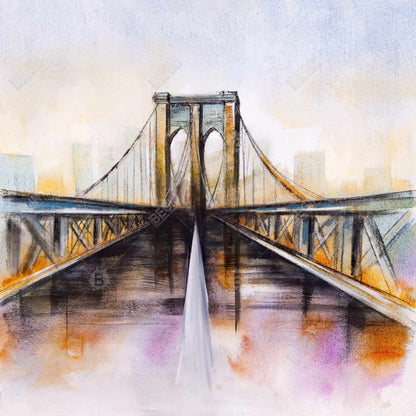 Colorful Brooklyn Bridge Romantic Blue Canvas - Home Decor