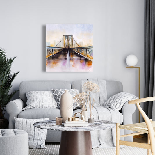 Colorful Brooklyn Bridge Romantic Blue Canvas - Home Decor