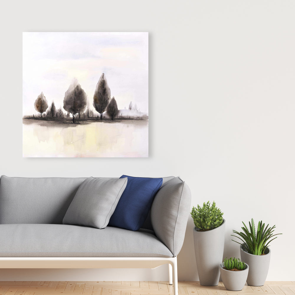 Toile encadrée bleue illustrative Paysages - Décoration d'intérieur Arbres