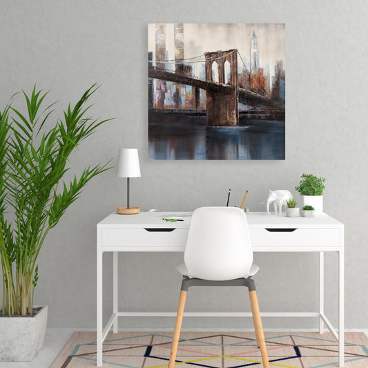 Urban Brooklyn Bridge Canvas | Bedroom Decor - Home Art