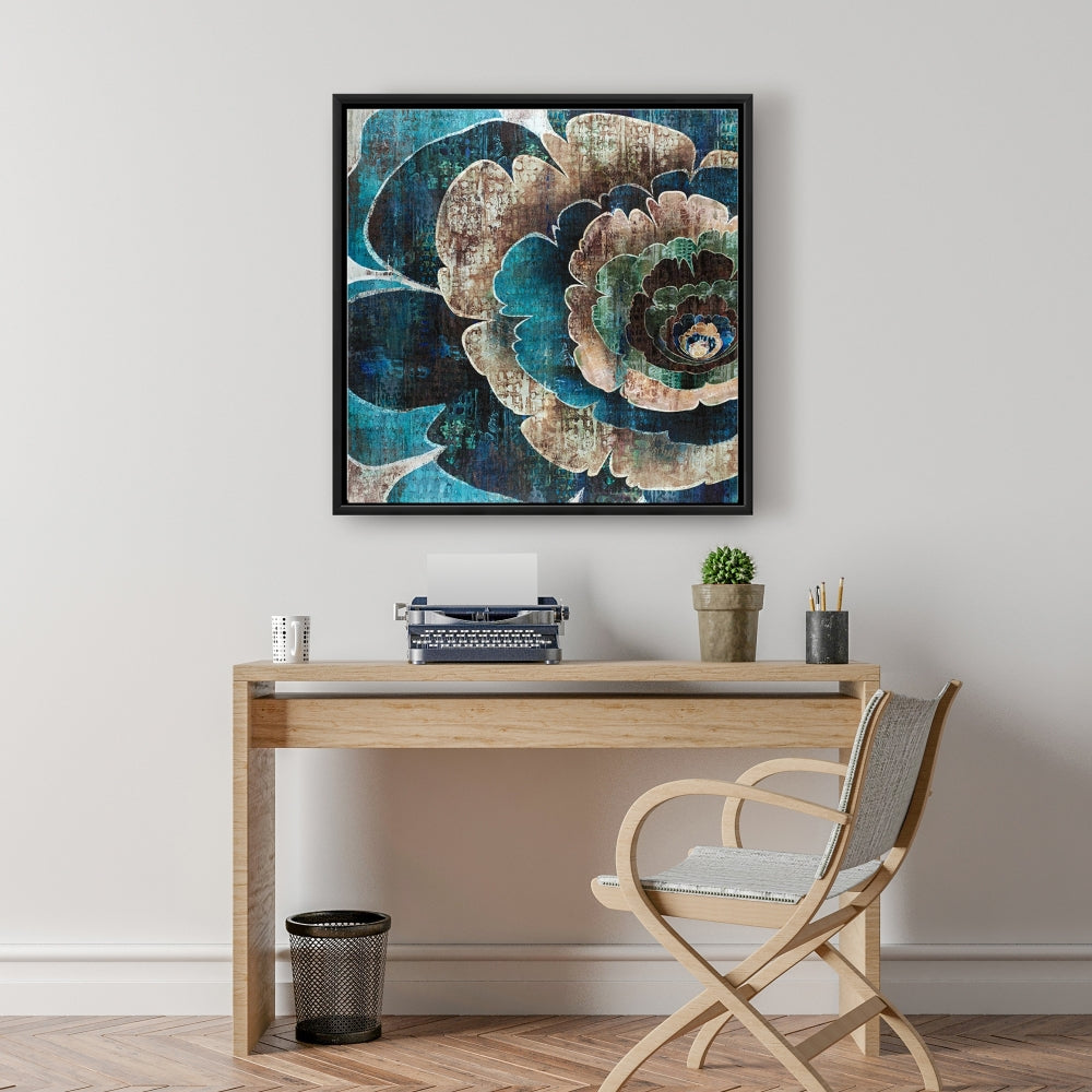 Toile encadrée « Montage de fleurs bleues » | Décoration de chambre