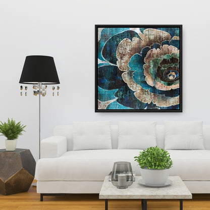Toile encadrée « Montage de fleurs bleues » | Décoration de chambre