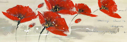 Fleurs rouges abstraites dans le vent | Toile encadrée