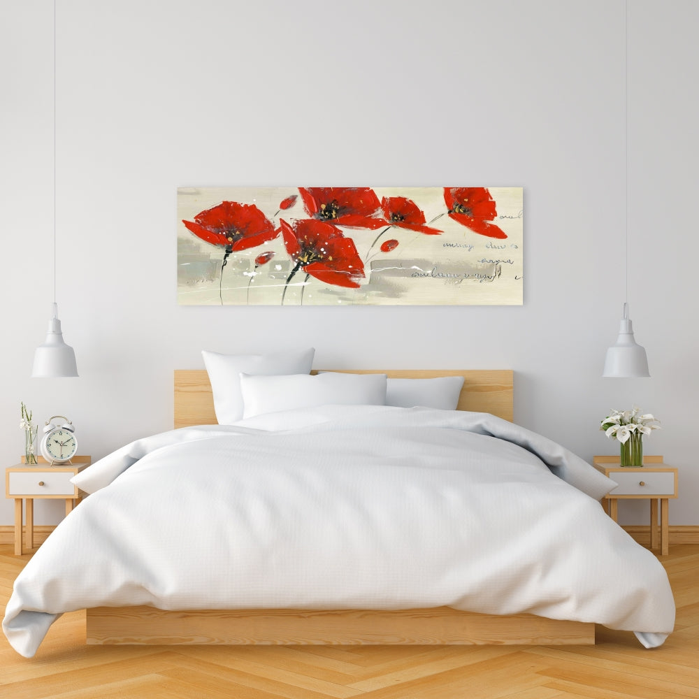 Abstract Red Flowers in Wind Canvas | Contemporary Wall Art
