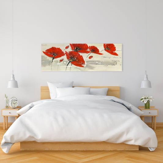Abstract Red Flowers in Wind Canvas | Contemporary Wall Art