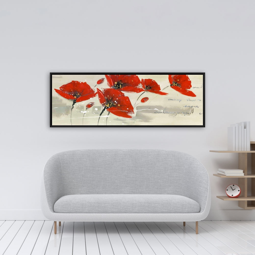 Fleurs rouges abstraites dans le vent | Toile encadrée