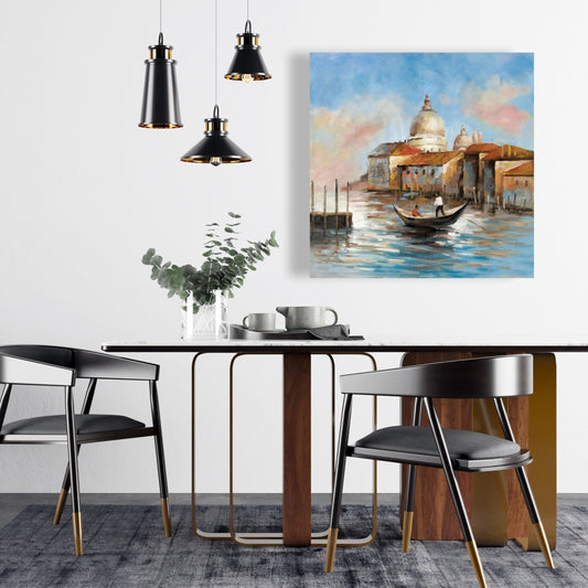 Modern Bedroom Canvas - Two Europeans on a Gondola Artwork