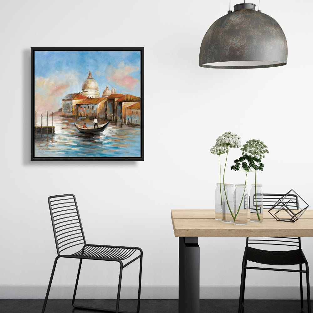 Toile « Chambre à coucher, bateaux et villes » | Décor : Deux Européens sur une gondole