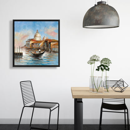 Toile « Chambre à coucher, bateaux et villes » | Décor : Deux Européens sur une gondole