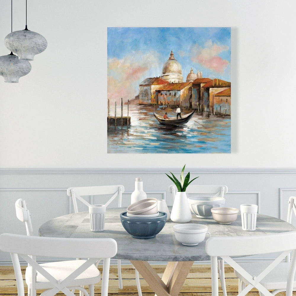 Modern Bedroom Canvas - Two Europeans on a Gondola Artwork