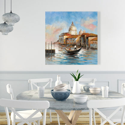 Modern Bedroom Canvas - Two Europeans on a Gondola Artwork