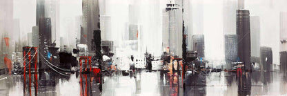 Industrial Gray Bedroom Canvas | Abstract City with Bridge