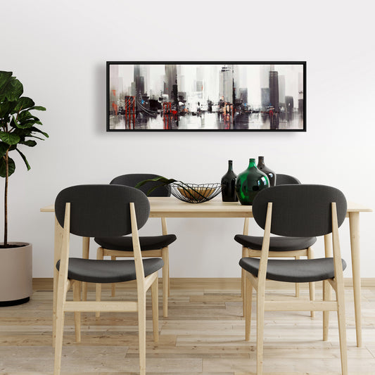 Ville grise abstraite avec pont | Décoration d'intérieur sur toile encadrée