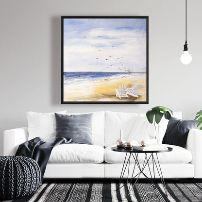 Journée à la plage | Décoration sur toile encadrée « Chambre côtière »