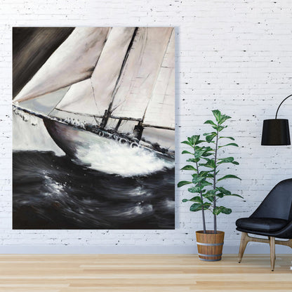 Coastal Bedroom Canvas - Boat in a Storm | Home Decor Art