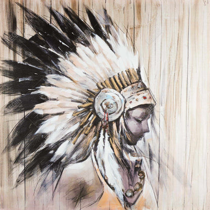 Indian Headdress Chief Canvas | Spiritual Bedroom Wall Decor