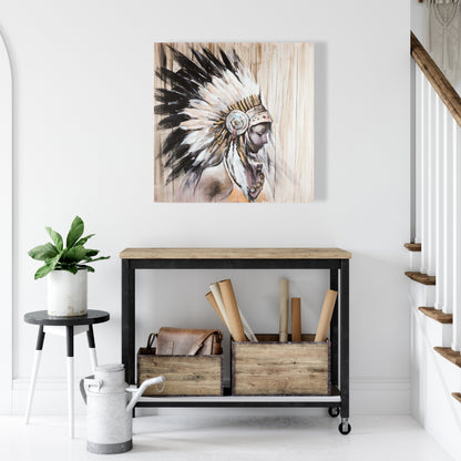 Indian Headdress Chief Canvas | Spiritual Bedroom Wall Decor