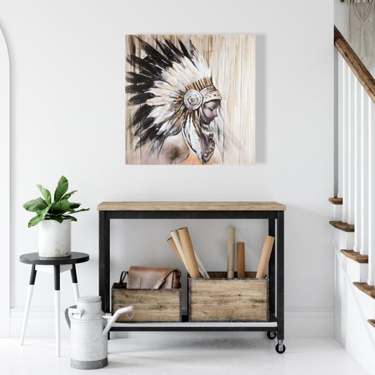 Indian Headdress Chief Canvas | Spiritual Bedroom Wall Decor