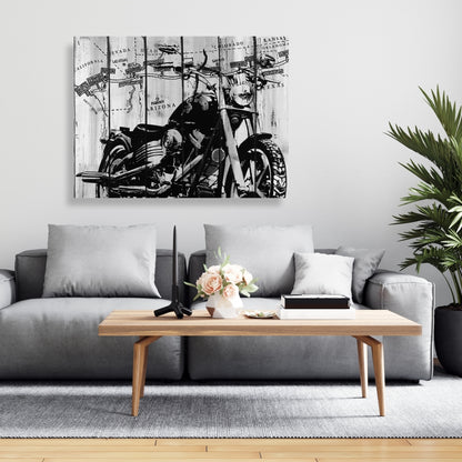 Motorcycle Gray Canvas - Home Decor | Gray & Black Art