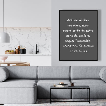 White Motivational Framed Canvas - Make Our Dreams Come True Decor