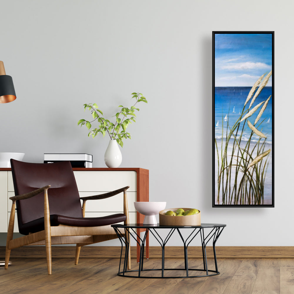 Blue Bedroom Romantic Canvas - Oyat Plant and Seaside Decor