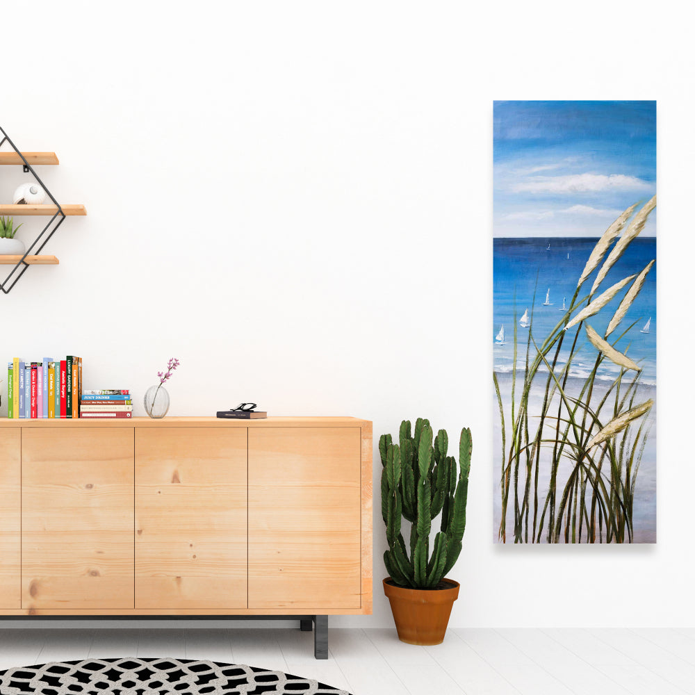 Coastal Boat Bedroom Canvas | Oyat Plant & Seaside Decor