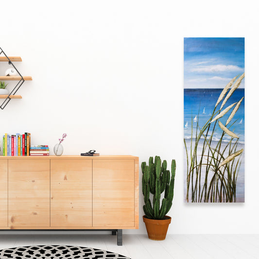 Coastal Boat Bedroom Canvas | Oyat Plant & Seaside Decor