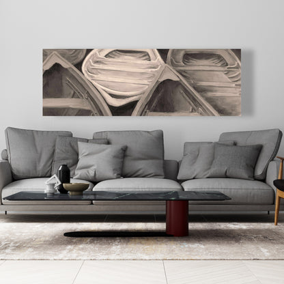 Sepia Canoes Bedroom Brown Canvas | Contemporary Home Decor
