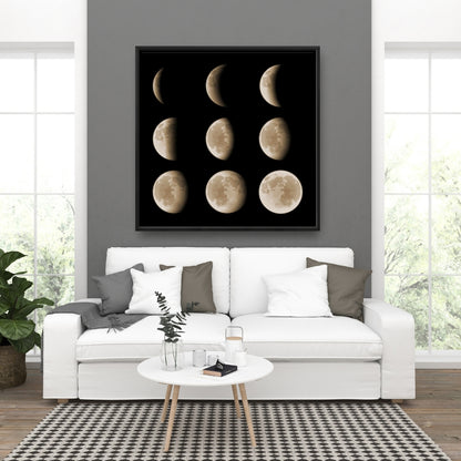 Eclipse in Nine Phases Canvas | Modern Black Framed Wall Art