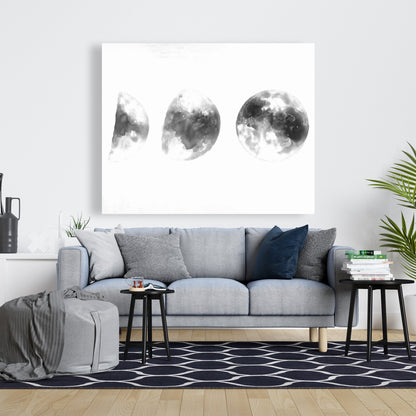 Minimalist White Bedroom Canvas - Eclipse in Several Phases