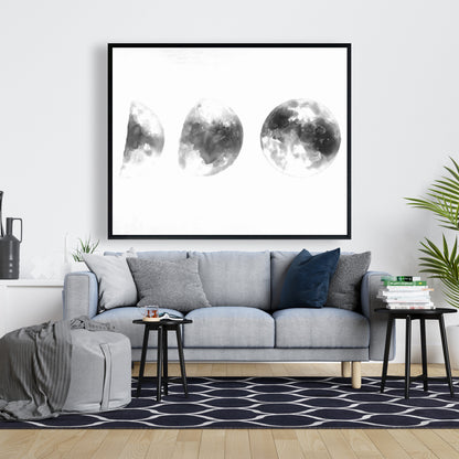 Toile encadrée « Éclipse des phases » – Décoration d'intérieur minimaliste inspirée de l'astronomie