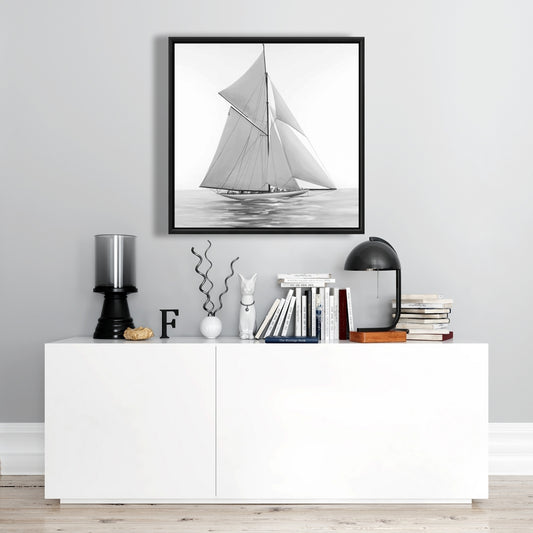 Coastal Bedroom Decor | Sailing Ship Boat Framed Canvas