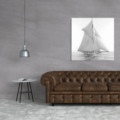 Toile monochrome représentant un voilier – Décoration d'intérieur côtière