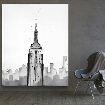 Empire State Building Canvas | White Bedroom Wall Decor