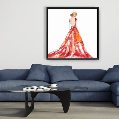 Red Prom Dress Canvas | Romantic Home Decor Wall Art