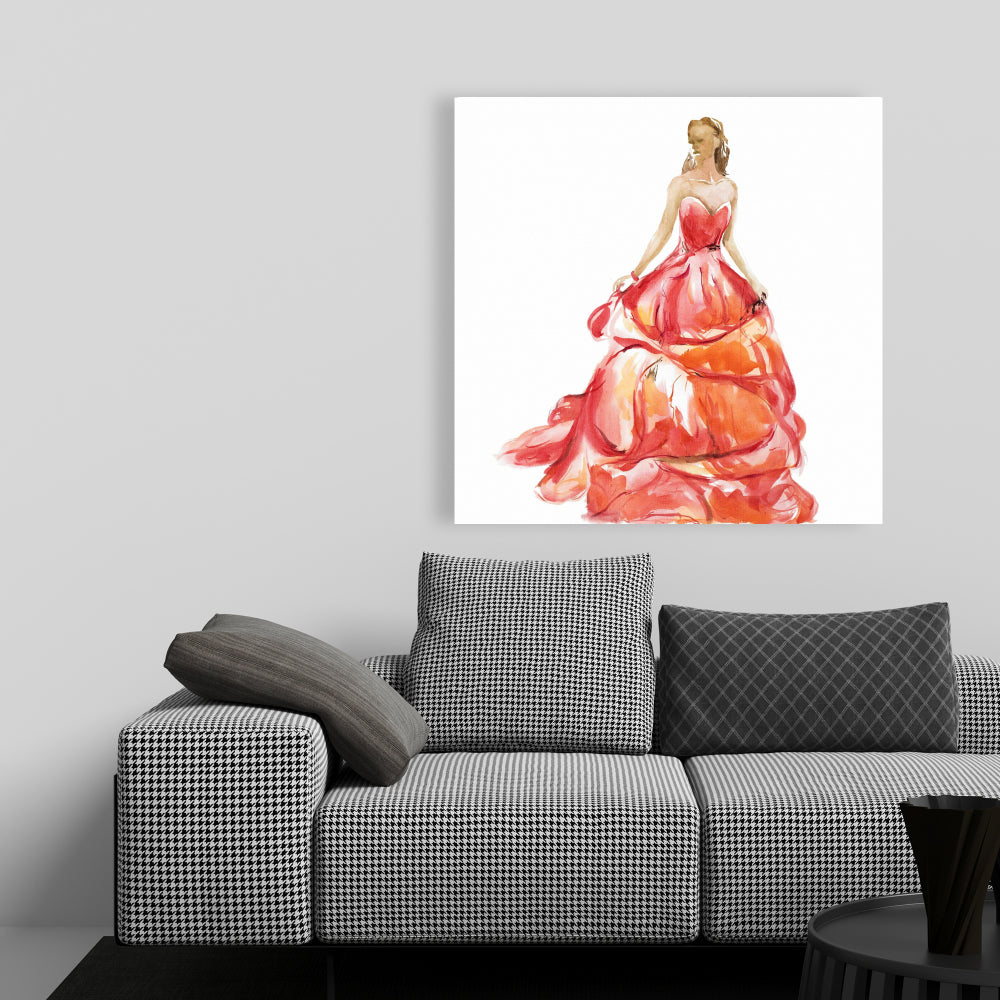 Magnifique robe de bal rouge sur toile – Décoration d'intérieur tendance