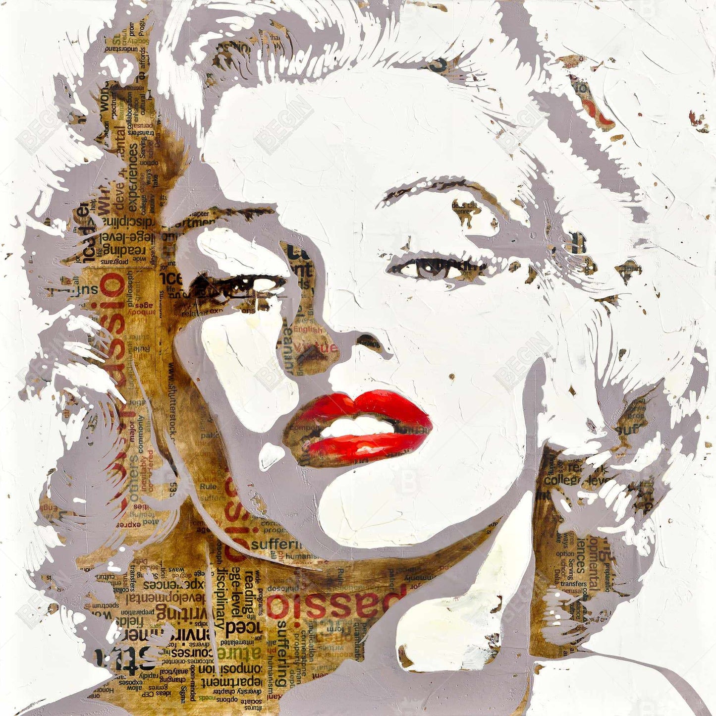 Toile typographique Marilyn Monroe - Décoration d'intérieur marron rétro