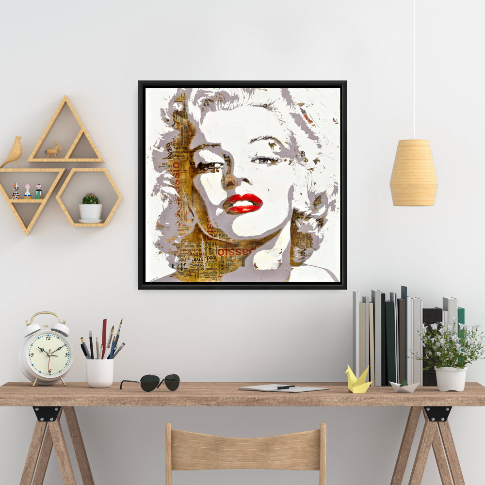 Toile typographique Marilyn Monroe | Décoration encadrée Beauty Brown