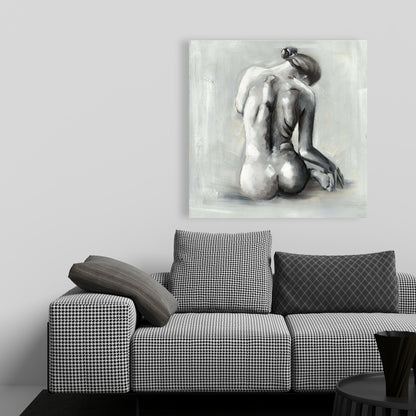 Gray Bedroom Canvas - Nude Woman from Behind Home Decor Art