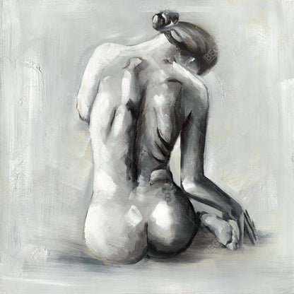 Gray Bedroom Canvas - Nude Woman from Behind Home Decor Art