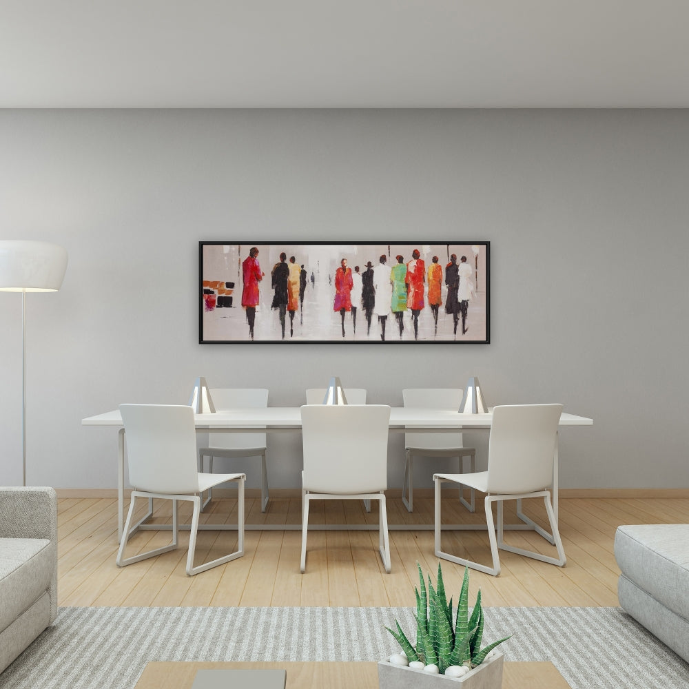 Toile Silhouettes de personnes | Cadre blanc | Décoration contemporaine