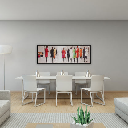 Toile Silhouettes de personnes | Cadre blanc | Décoration contemporaine