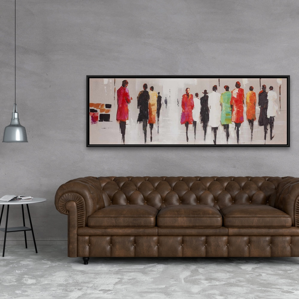 Toile Silhouettes de personnes | Cadre blanc | Décoration contemporaine